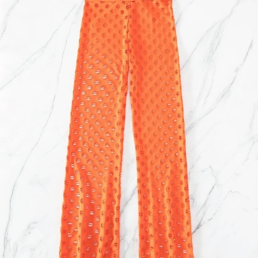 Orange Mesh Women's Pants - Picture 3 of 9